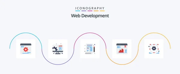Web Development Flat Icon Pack Including Web Design Web Stats — Wektor stockowy