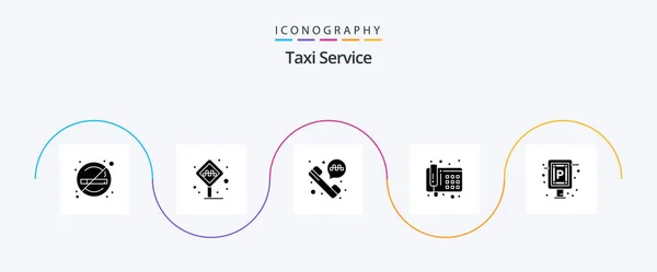 Taxi Service Glyph Icon Pack Including Sign Car Taxi Stand — Wektor stockowy