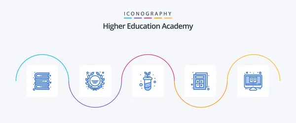 Academy Blue Icon Pack Including Study Learning Education Interaction Study — Stock vektor