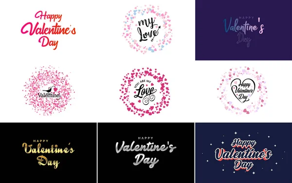 Happy Valentine Day Typography Poster Handwritten Calligraphy Text Isolated White — Stock Vector