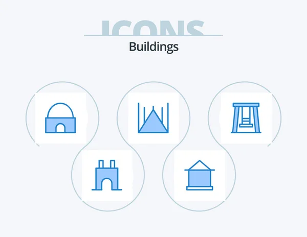 Buildings Blue Icon Pack Icon Design Pakistan Islamabad Hut Real — Vettoriale Stock