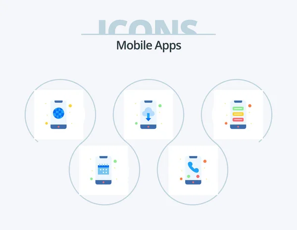 Mobile Apps Flat Icon Pack Icon Design Cloud Computing App — Wektor stockowy