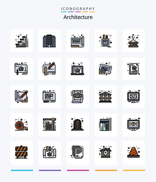 Creative Architecture Line Filled Icon Pack Sketch Pocket Hotel Patch — Vettoriale Stock