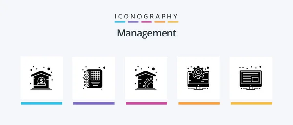 Management Glyph Icon Pack Including Management Home Content Management Creative — Vetor de Stock