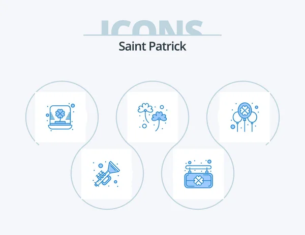 Saint Patrick Blue Icon Pack Icon Design Celebrate Patrick Hat — Stock vektor