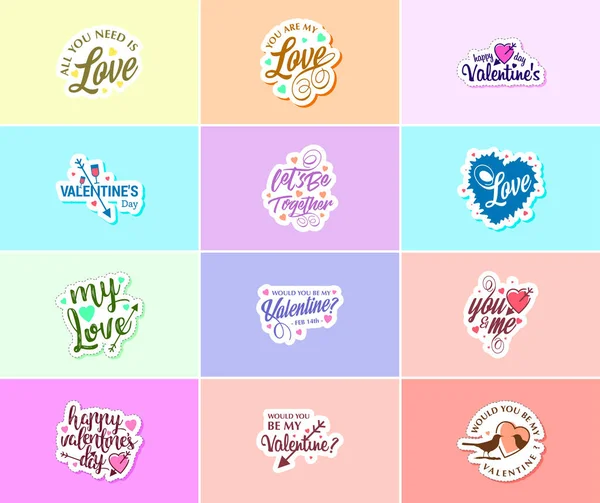 Express Your Love Valentine Day Typography Graphics Stickers — 图库矢量图片