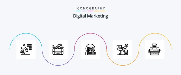 Digital Marketing Line Icon Pack Including Campaign Facebook Web Article — Stockový vektor