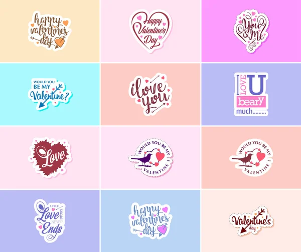 Valentine Day Time Love Beautiful Graphic Design Stickers — Stockvector