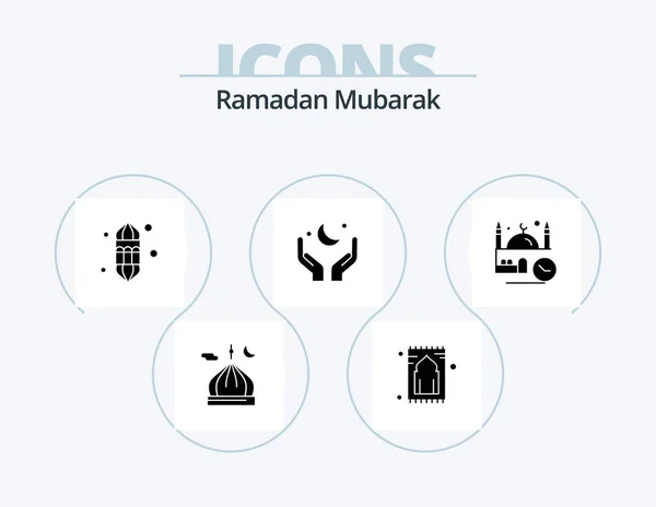Ramadan Glyph Icon Pack Icon Design Moon Pray Pray Festival — Stockvektor