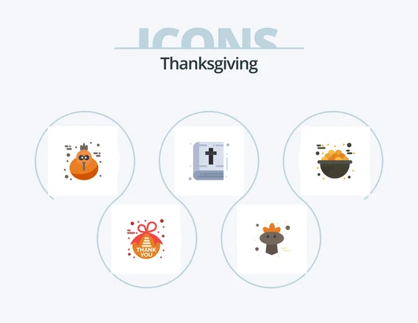 Thanksgiving Flat Icon Pack Icon Design Porridge Bowl Holiday Thanksgiving — Stockvektor
