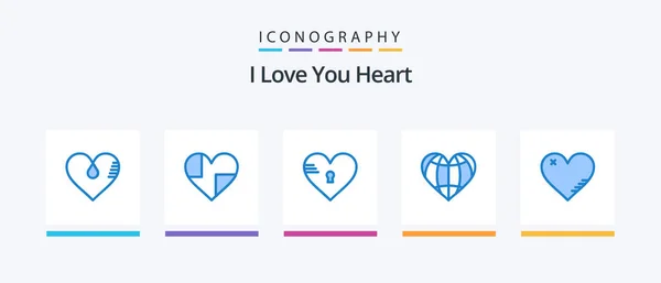 Heart Blue Icon Pack Including Love Favorite Heart Creative Icons — Image vectorielle