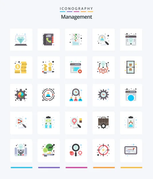 Creative Management Flat Icon Pack Shortlisted Hiring Goal Candidate Strategic — Stock vektor