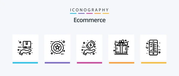Ecommerce Line Icon Pack Including Shipping Delivery Shopping Store Checkout — Stockvector