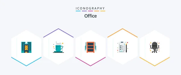 Office Flat Icon Pack Including Seat Chair Furniture Work Analytics — Stock vektor