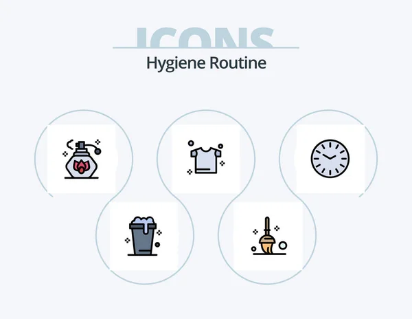 Hygiene Routine Line Filled Icon Pack Icon Design Clean Wash — Image vectorielle