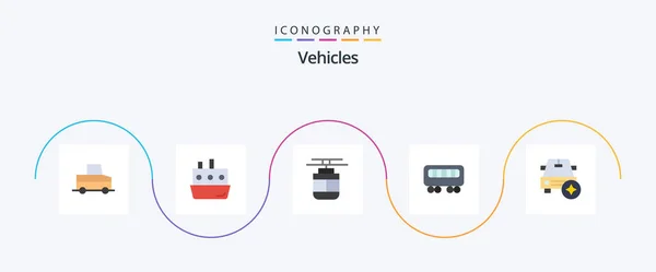 Vehicles Flat Icon Pack Including Important Train Air Railway Vehicles — Stockvektor