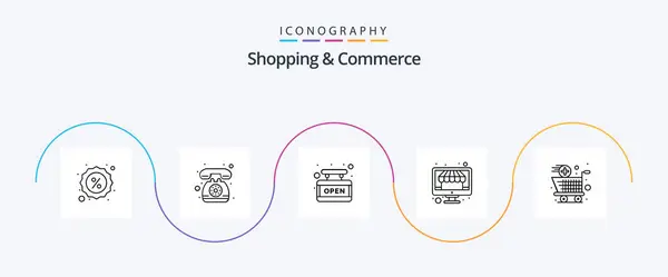Shopping Commerce Line Icon Pack Including Add Shopping Board Store — 图库矢量图片