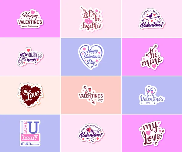 Celebrating Magic Love Valentine Day Stickers — Stockový vektor