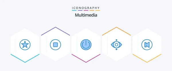 Multimedia Blue Icon Pack Including Focus Previous — ストックベクタ