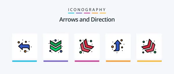 Arrow Line Filled Icon Pack Including Left Right Arrow Creative — Stockový vektor