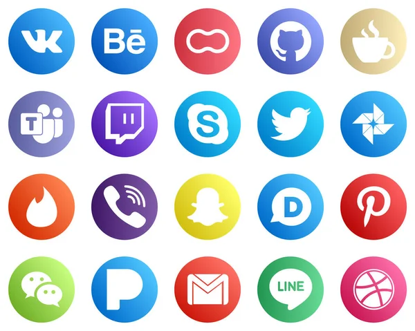 Social Media Icons Every Platform Tinder Tweet Twitter Skype Icons — Stok Vektör