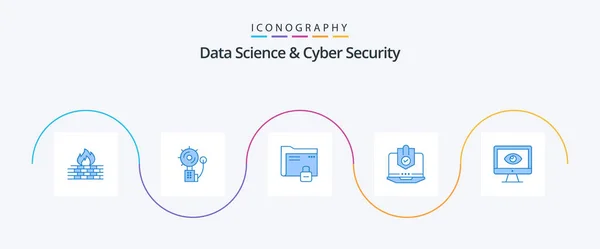 Data Science Cyber Security Blue Icon Pack Including Internet Antivirus — Vetor de Stock