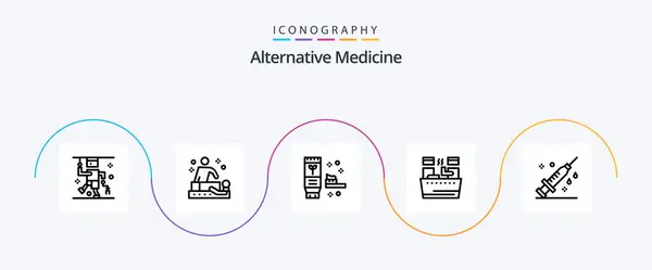 Alternative Medicine Line Icon Pack Including Medical Wellness Ecology Spa — Vetor de Stock
