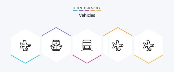 Vehicles Line Icon Pack Including Transport Info Vehicles Flight Transportation — Wektor stockowy