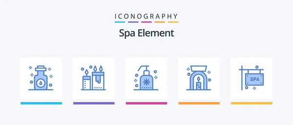 Spa Element Blue Icon Pack Including Sign Spa Spa Lamp — Archivo Imágenes Vectoriales