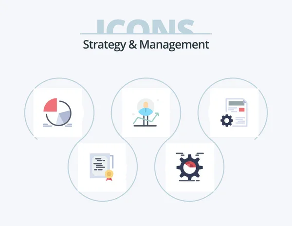 Strategy Management Flat Icon Pack Icon Design Chart User Chart — Stock Vector