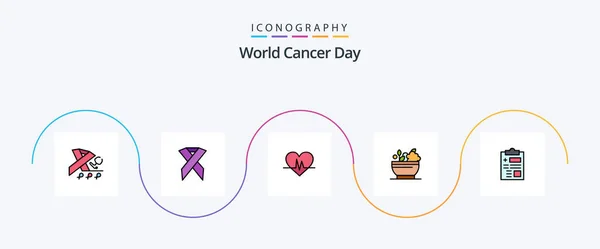 World Cancer Day Line Filled Flat Icon Pack Including Pulse — Stockový vektor