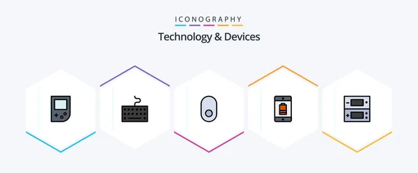 Devices Filledline Icon Pack Including Video Wireless Console Devices — Stockvector