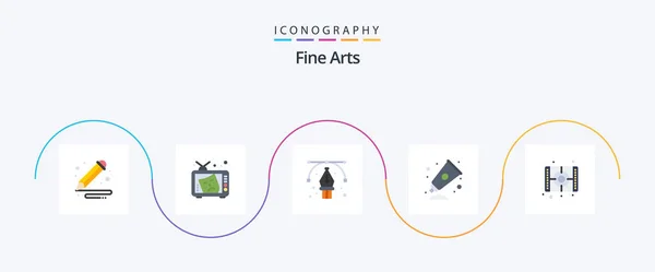 Fine Arts Flat Icon Pack Including Movie Arts Paint Art — Stockvector