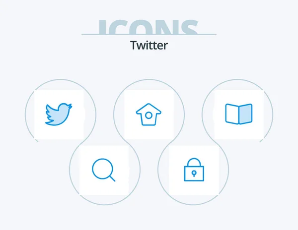 Twitter Blue Icon Pack Icon Design Cover Page Social Book — Vettoriale Stock