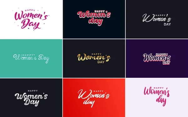 Happy Women Day Greeting Card Template Hand Lettering Text Design — Image vectorielle