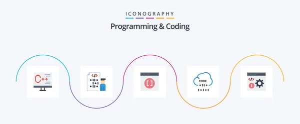 Programming Coding Flat Icon Pack Including Develop Cloud Programmer Develop — Stockvector