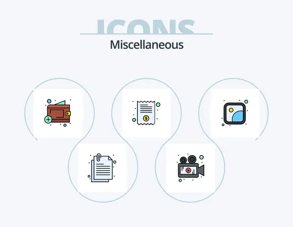 Miscellaneous Line Filled Icon Pack Icon Design Player Cash Portfolio — Stockvector