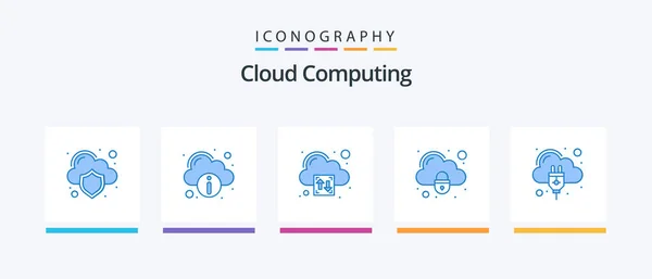 Cloud Computing Blue Icon Pack Including Internet Connection Security Download — Vetor de Stock