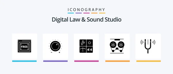 Digital Law Sound Studio Glyph Icon Pack Including Recorder Player — Stock Vector