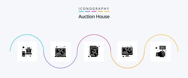 Auction Glyph Icon Pack Including Bid Law Online Justice Court — Vettoriale Stock