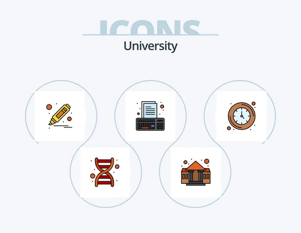 University Line Filled Icon Pack Icon Design Medal Clock Genome — Archivo Imágenes Vectoriales