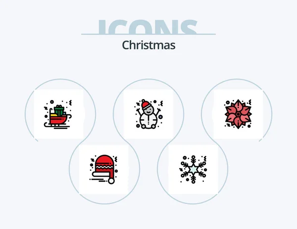 Christmas Line Filled Icon Pack Icon Design Christmas Claus Santa — ストックベクタ