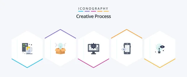 Creative Process Flat Icon Pack Including Idea Process Interface Creative — Stok Vektör