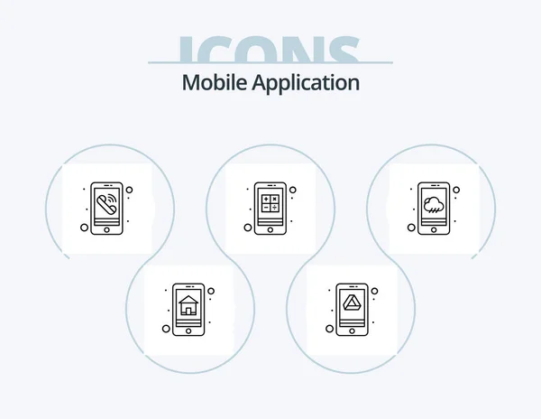 Mobile Application Line Icon Pack Icon Design Goal Interaction App — Stockvektor