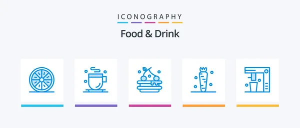 Food Drink Blue Icon Pack Including Vegetable Food Drink Creative — Stock Vector
