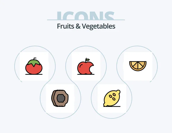 Fruits Vegetables Line Filled Icon Pack Icon Design Oil Olive — ストックベクタ