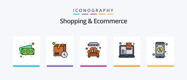 Shopping Ecommerce Line Filled Icon Pack Including Gamepad Wireless Space — Vettoriale Stock