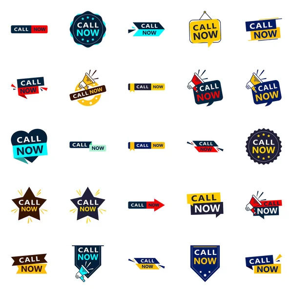 Call Now Fresh Typographic Designs Updated Calling Campaign — Stockvector