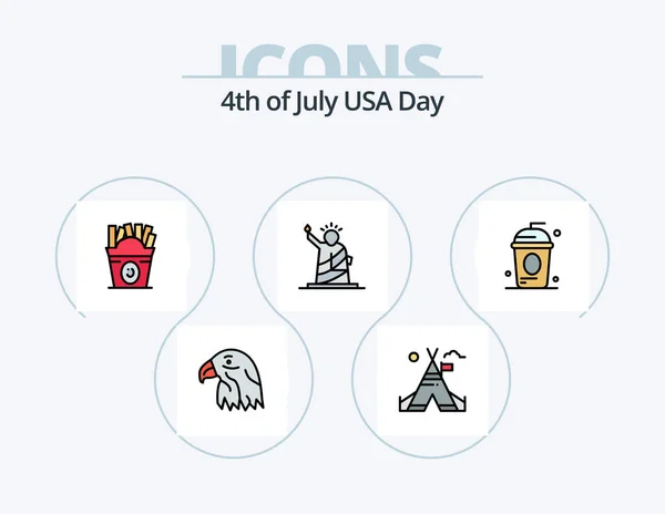 Usa Line Filled Icon Pack Icon Design Dollar American Usa — Archivo Imágenes Vectoriales
