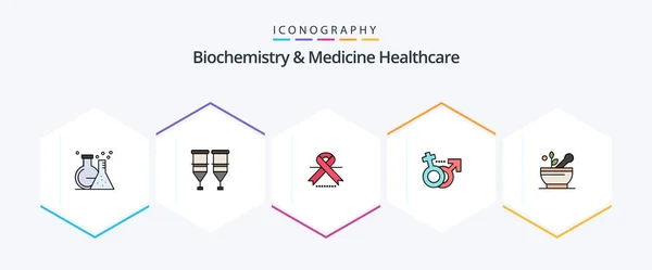 Biochemistry Medicine Healthcare Filledline Icon Pack Including Medical Female Transfusion — Stock vektor